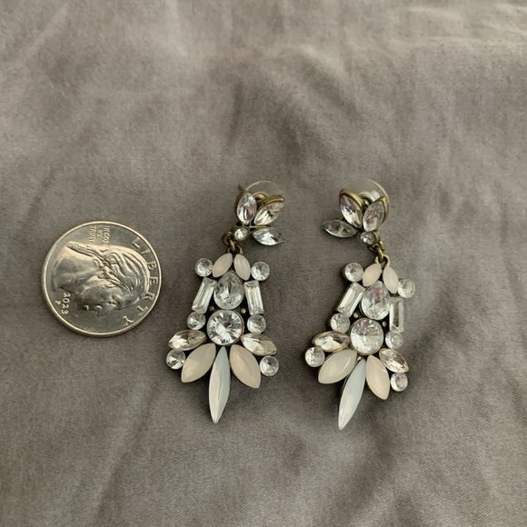 Drop statement earrings, pink and silver rhinestones - Picture 1 of 3